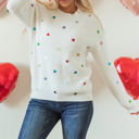  Sequin Heart Waffle Knit Sweater