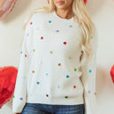  Sequin Heart Waffle Knit Sweater