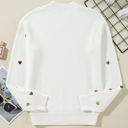  Sequin Heart Waffle Knit Sweater