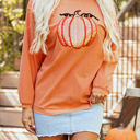  Sequined Pumpkin Halloween Sweatshirt