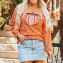 Orange XL Sequined Pumpkin Halloween Sweatshirt