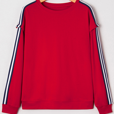 Seramya Striped Detail Varsity Sweatshirt