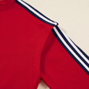  Seramya Striped Detail Varsity Sweatshirt