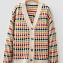  Seraxie Pattern Knit Front Sweater