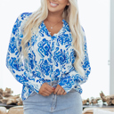 Sky Blue Large Serena Front Puff Sleeve Shirt
