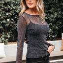  Serenity Metallic Glitter Mesh Long Sleeve Top