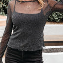  Serenity Metallic Glitter Mesh Long Sleeve Top