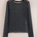  Serenity Metallic Glitter Mesh Long Sleeve Top