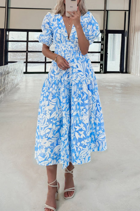 Shannon Floral V Neck Long Dress