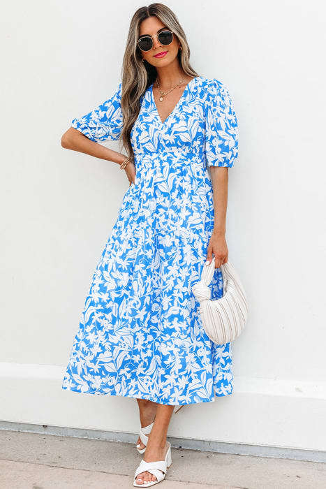 Shannon Floral V Neck Long Dress