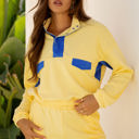 Yellow Small Shelby Patchwork Half Button Pullover and Shorts Outfit