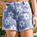  Shiloh Plus Size Floral Pattern Denim Shorts