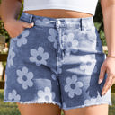  Shiloh Plus Size Floral Pattern Denim Shorts