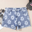  Shiloh Plus Size Floral Pattern Denim Shorts