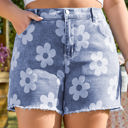 Ashleigh Blue XXXXL Shiloh Plus Size Floral Pattern Denim Shorts