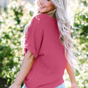  Siena Textured Rolled Sleeve V Neck Tee