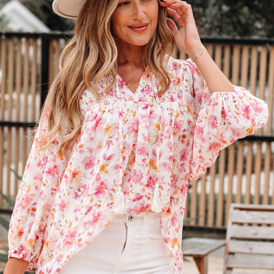 Sienna Floral Tassel Tie Tunic Blouse
