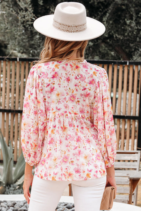 Sienna Floral Tassel Tie Tunic Blouse