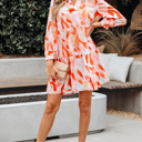  Sierra Print Long Sleeve Dress