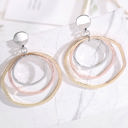  Silver 3-color Concentric Rings Dangle Earrings