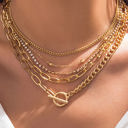  Silver 5pcs Layered Chain Collarbone Necklaces Set