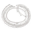  Silver 5pcs Layered Chain Collarbone Necklaces Set