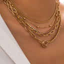  Silver 5pcs Layered Chain Collarbone Necklaces Set