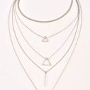  Silver Boho Triangle Bar Pendant Multilayer Necklace