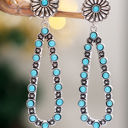  Silver Flower Turquoise Western Fashion Earrings