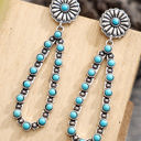  Silver Flower Turquoise Western Fashion Earrings