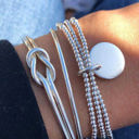  Silver Knotted Beaded 3-piece Bracelet Set