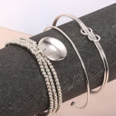  Silver Knotted Beaded 3-piece Bracelet Set