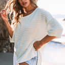  SimoneTextured Knit Drop Shoulder Short Sleeve Sweater
