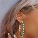 Blue Gem Inlay Retro C-shape Earrings