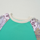  Sky Blue Plus Size Plaid Floral Patchwork Raglan Sleeve Sweatshirt