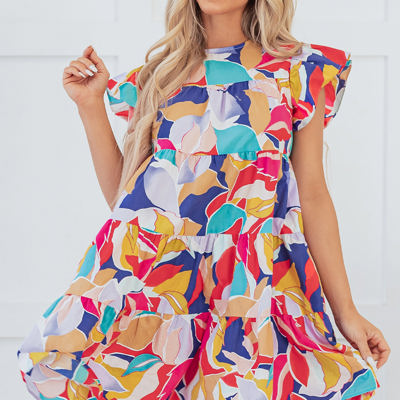 Skye Ruffled Flutter Sleeve Tiered Mini Dress