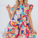  Skye Ruffled Flutter Sleeve Tiered Mini Dress