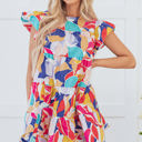  Skye Ruffled Flutter Sleeve Tiered Mini Dress