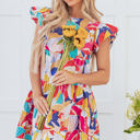  Skye Ruffled Flutter Sleeve Tiered Mini Dress