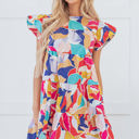  Skye Ruffled Flutter Sleeve Tiered Mini Dress