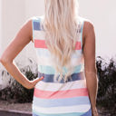  Skyla Sequin Pocket Patchwork Striped Tank Top