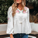  Skylar Flower Lace-up Babydoll Blouse