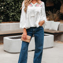  Skylar Flower Lace-up Babydoll Blouse