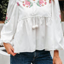  Skylar Flower Lace-up Babydoll Blouse