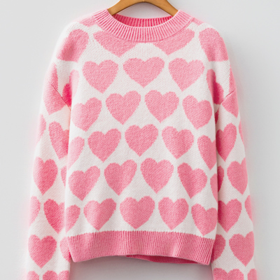 Skylar Heart Print Knit Sweater
