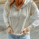  Skylar Long Sleeve Textured Knit Patchwork Hoodie