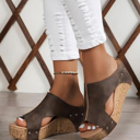  Skylar Pu Leather Wedge Slippers
