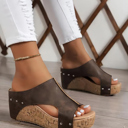  Skylar Pu Leather Wedge Slippers
