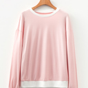 Pink Stripe XL Skyler Contrast Edge Patchwork Long Sleeve Top