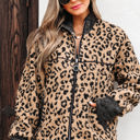  Sloane Leopard Zip Up Pocket Jacket